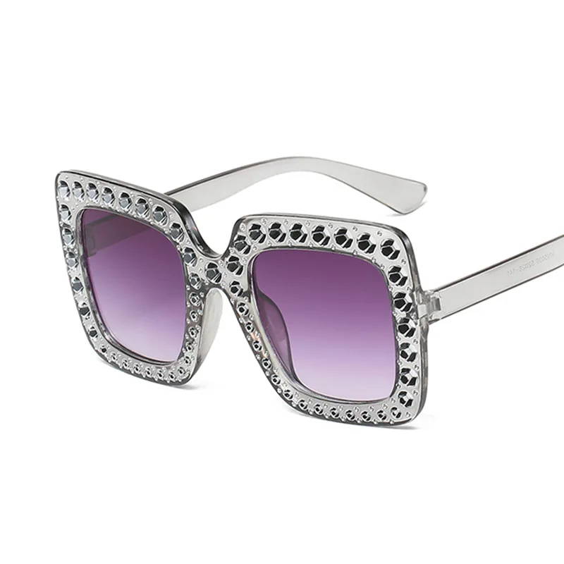 

Crystal Square Diamond Sunglasses Women Oversized Rhinestones Sun Glasses Female Mirror Fashion Purple Blue Shades Eyeglasses