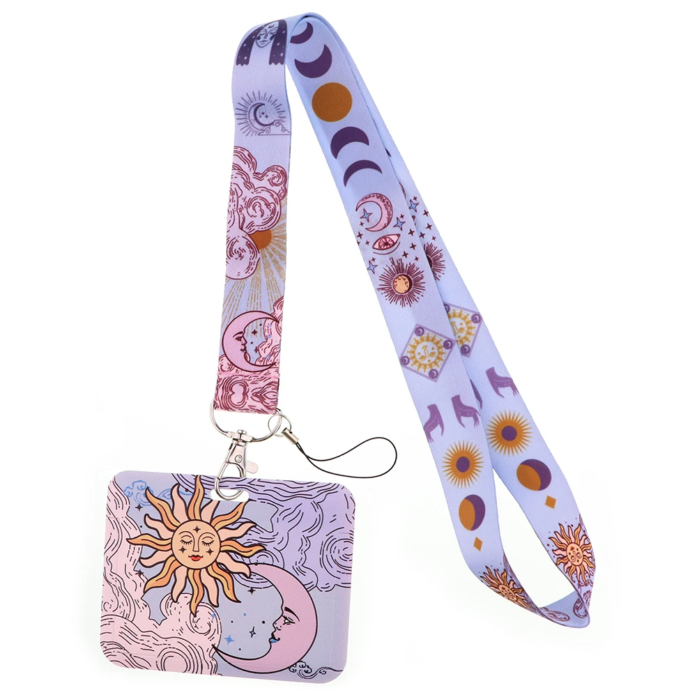 

CB1357 Triple Moon Vintage Sun and Moon Lanyard with Card Cover Holder Neck Strap Cell Phone Rope Keychain Phone Accessories