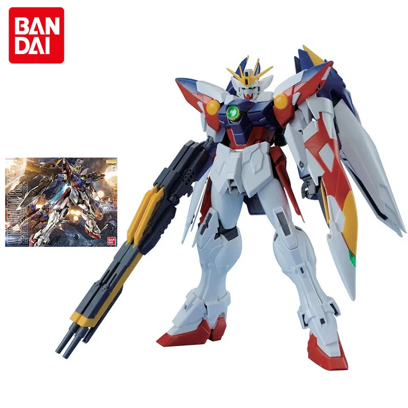 

Сборная модель Bandai Gundam MG 1/100 XXXG-00W0 Wing Gundam Zero, оригинальная Коллекционная модель, украшения для детей, игрушки