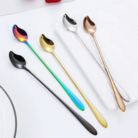 long handle 304 stainless steel coffee spoon ice cream dessert tableware honey stir stick beautiful teaspoons kitchen gadget