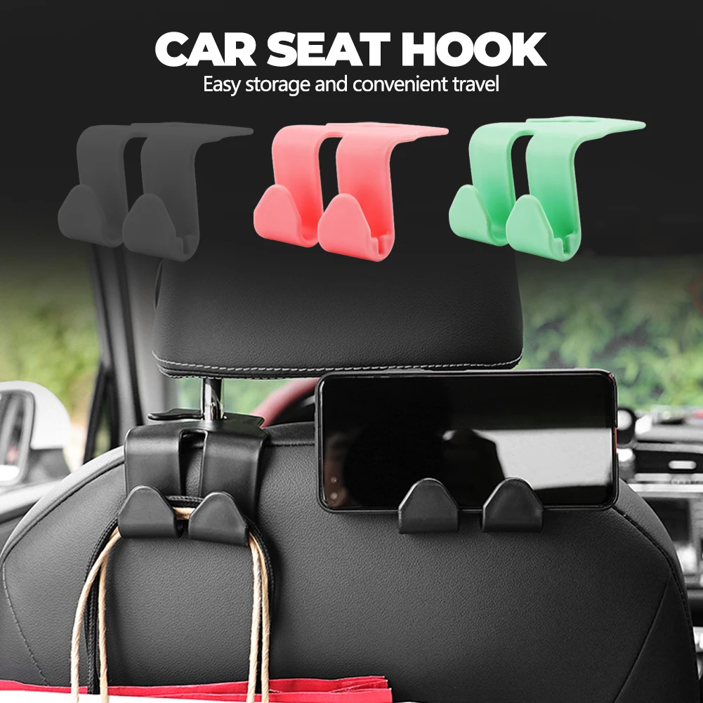 

2 In 1 Car Seat Back Hook Hangers Headrest Mount Storage Holder Duarable Bearing 20kg for Car Bag Pouch Clothes Hanging Hook