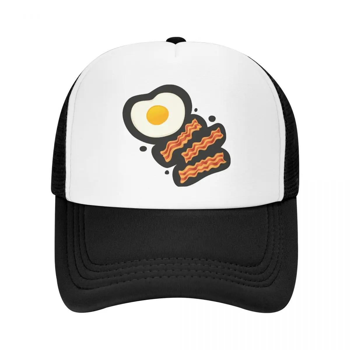 

Breakfast With Bacon And Eggs Seamless Vector Pattern Trucker Hats Mesh Net Baseball Cap Hip Hop Snapback Caps Streetwear