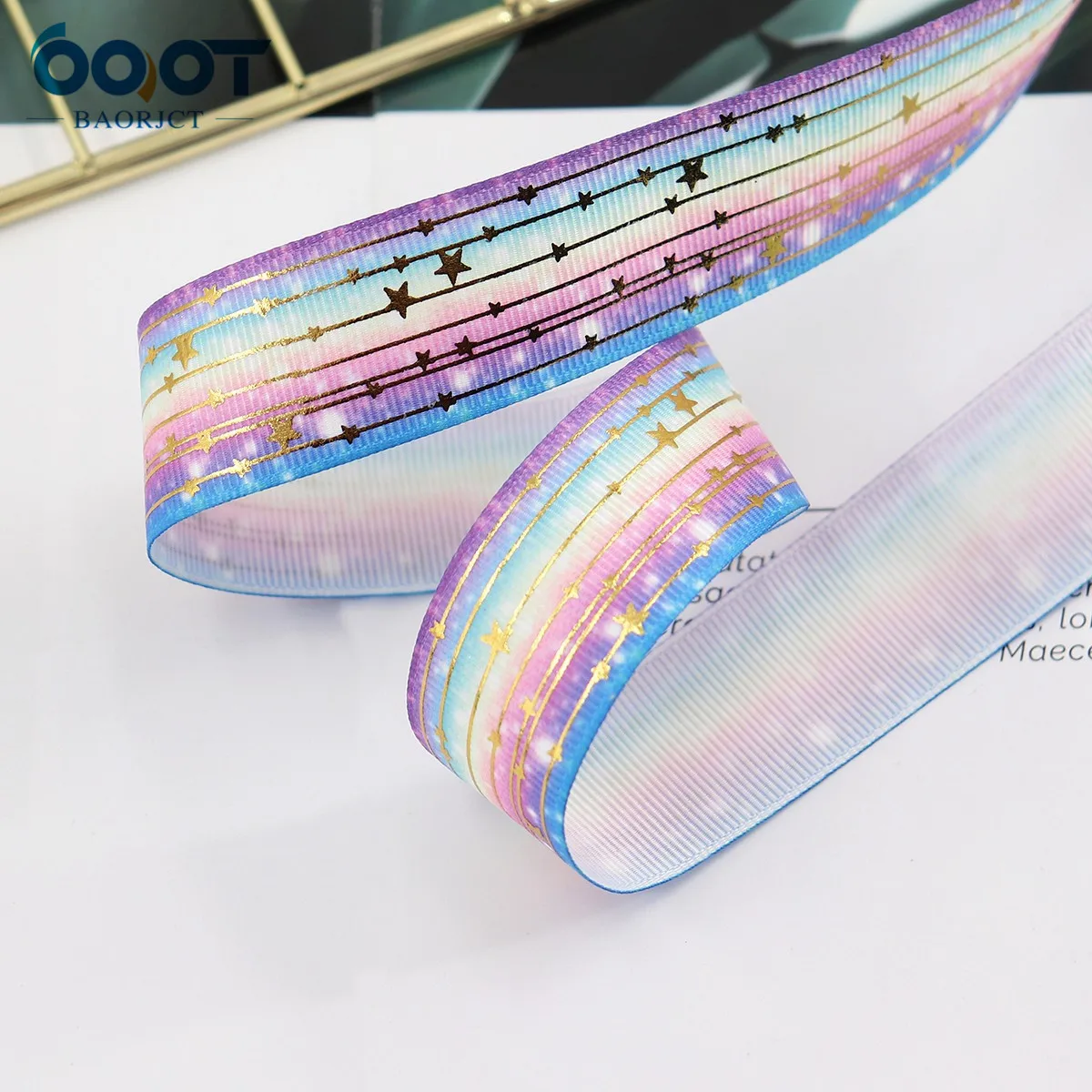 25 мм 10 ярдов цвет градиент звезды горячее серебро Grosgrain ленты бант колпачок