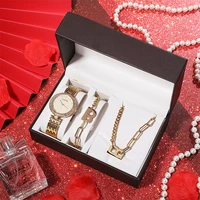 christmas days gift for women watches jewelry gift box set ip gold plated non fading quartz watchestitanium braceletnecklace