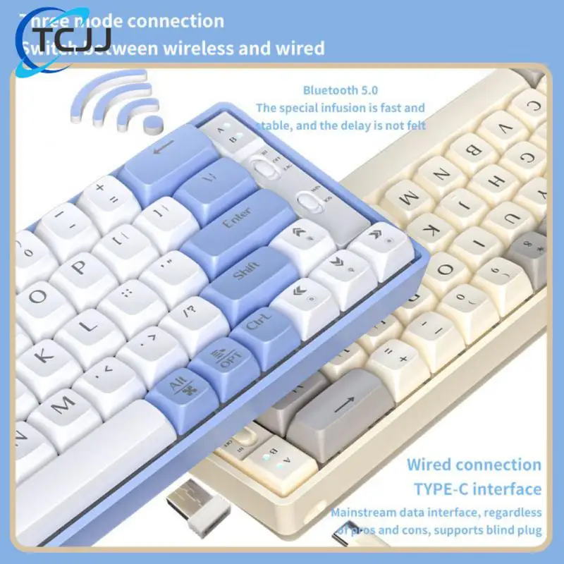

Беспроводная клавиатура, эргономичная классная Проводная игровая клавиатура Type-c, 65 клавиш, беспроводная клавиатура, универсальная подсветка