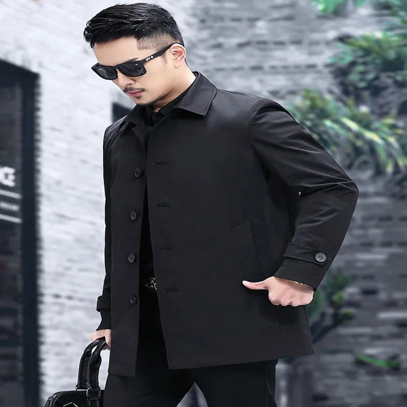 2022 Spring and Autumn new men's casual windbreaker business gentleman lapel coat in the long version of the popular