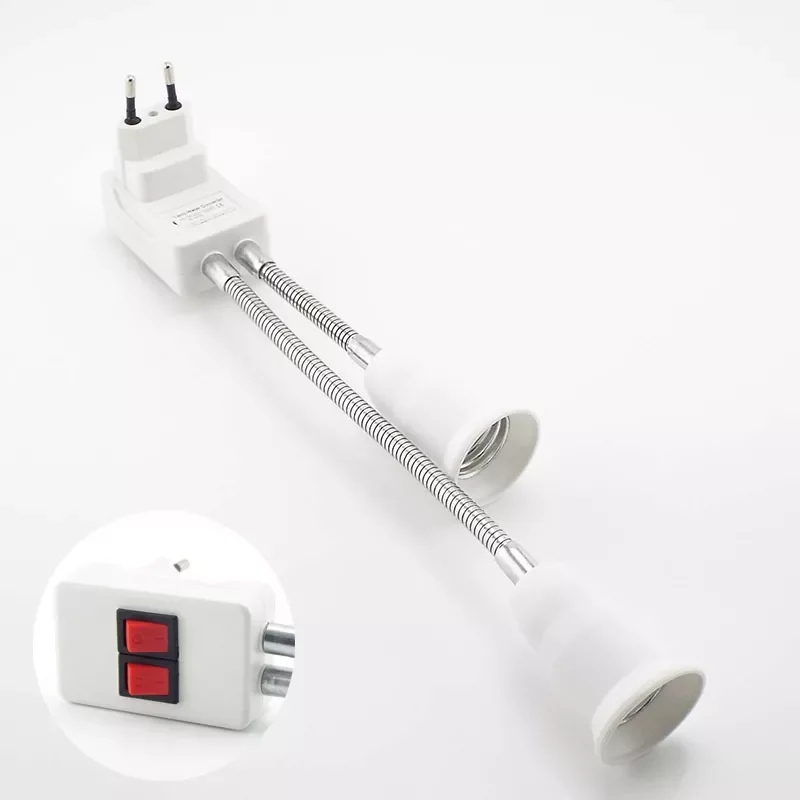 

Dual E27 Lamp Bulb Bases Holder Adapter On/Off Switch Adapter led light Socket AC 110-220V Flexible Light Flexible Converter