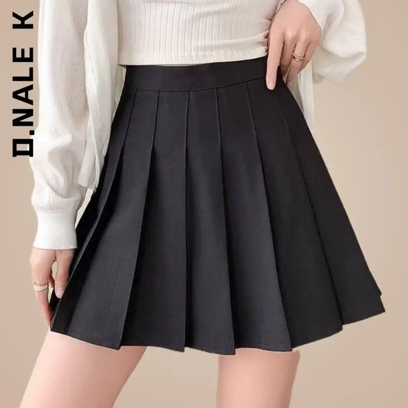 

D.Nale K Women Mini Skirt Fashion Skirts Solid High Waist Spring Sweet Women's Summer Skirt Safety Pants Pleated Y2K Mini Skirts