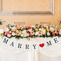 just married wedding banner flags valentines day engagement marry me paper garland groom bride wedding party photo booth prop