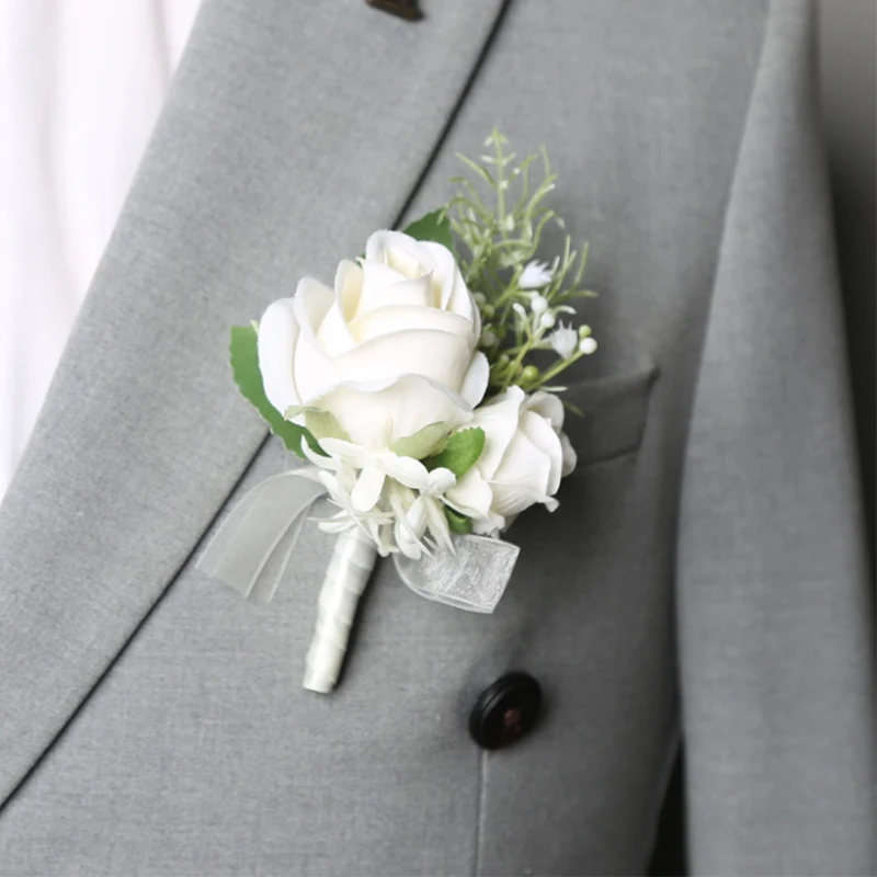 Цветы на запястье для подружки невесты искусственные шелковые розы корсажное