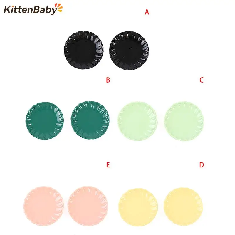 

2Pcs/set Durable Kitchen Toys Doll House Round Trays Plates Mini Food Dishes Tableware Miniature Doll House Accessories