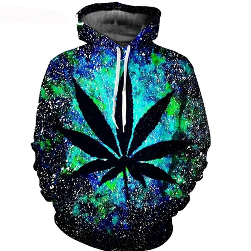 

Leaf Print 3D Hoodie Men Sweetshirts Weeds Oversized Long Sleeve O-Neck Hooded Pullovres Mens Clothes Streetwear Fashion Tops