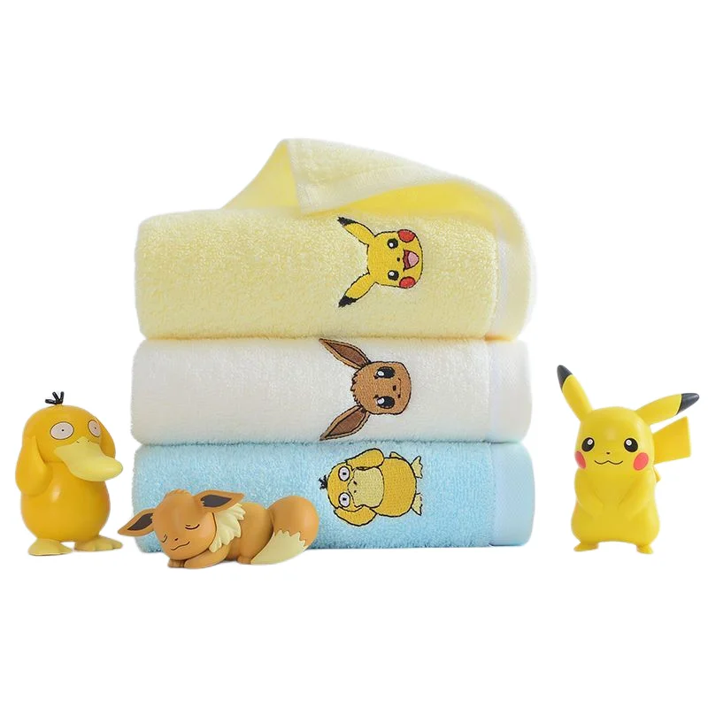 

3 Pokemon Cartoons Adults Children Face Wash Home Soft Absorbent Bath Quick Drying No Lint Cotton Towel Face Towel