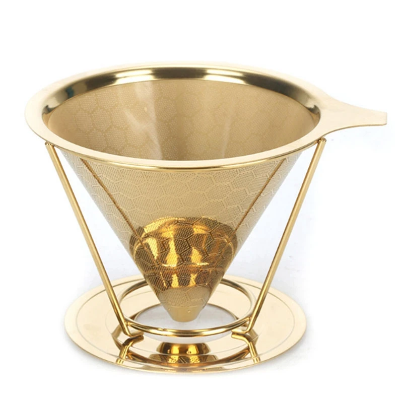 

Фильтр для кофе Pour с широким металлическим основанием, многоразовый фильтр для кофе из нержавеющей стали без бумаги