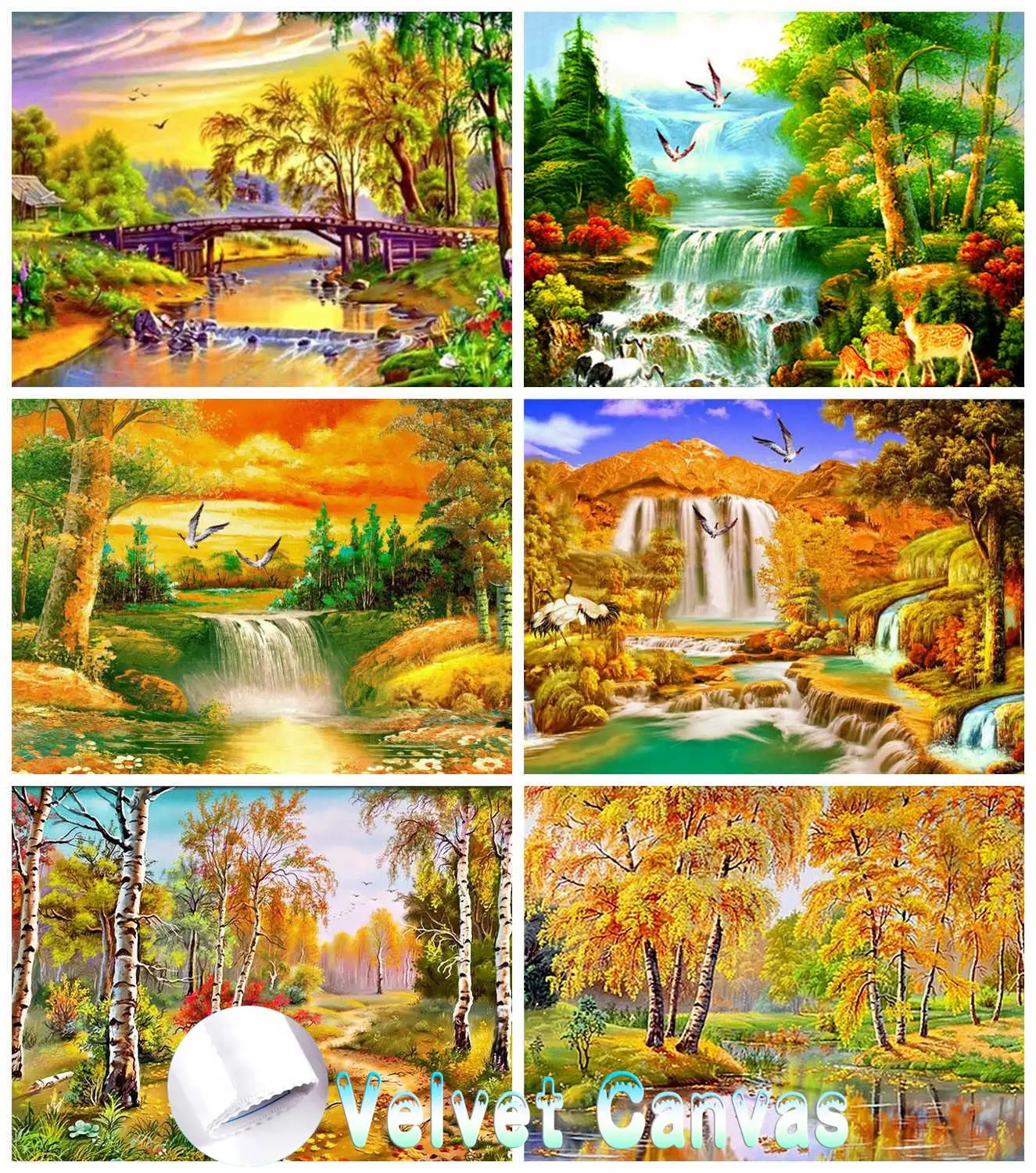 

Full Square Velvet Canvas Diamond Painting Kit Cross Stitch Tree 5D Diamond Embroidery Autumn Scenery Mosaic Crafts Gift