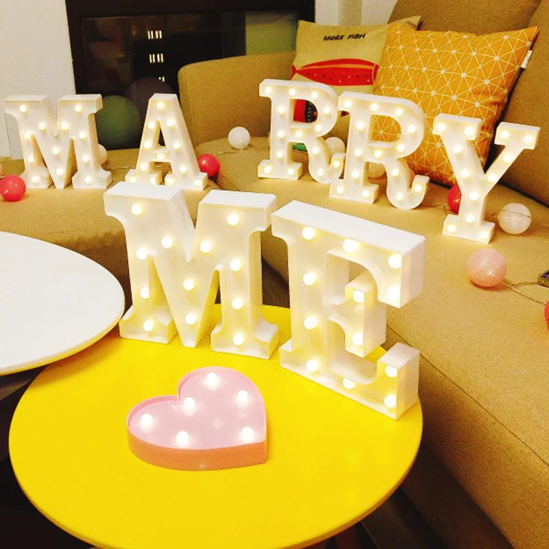 

22cm LED Letter Night Light Light Alphabet Battery Home Culb Wall Decoration Party Wedding Birthday Decor Valentine's Day Gift
