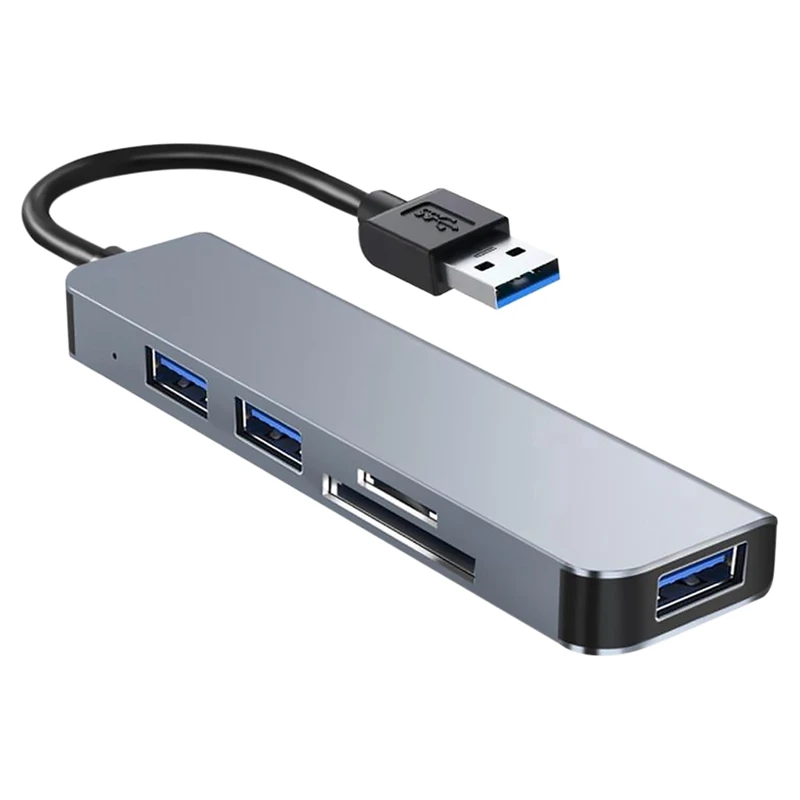 

5 in 1 USB Type C Hub Adapter with USB3.0 to SD+TF+USB3.0+2.0X2 Compatible Multiport Card Reader Multi Ports Adapter