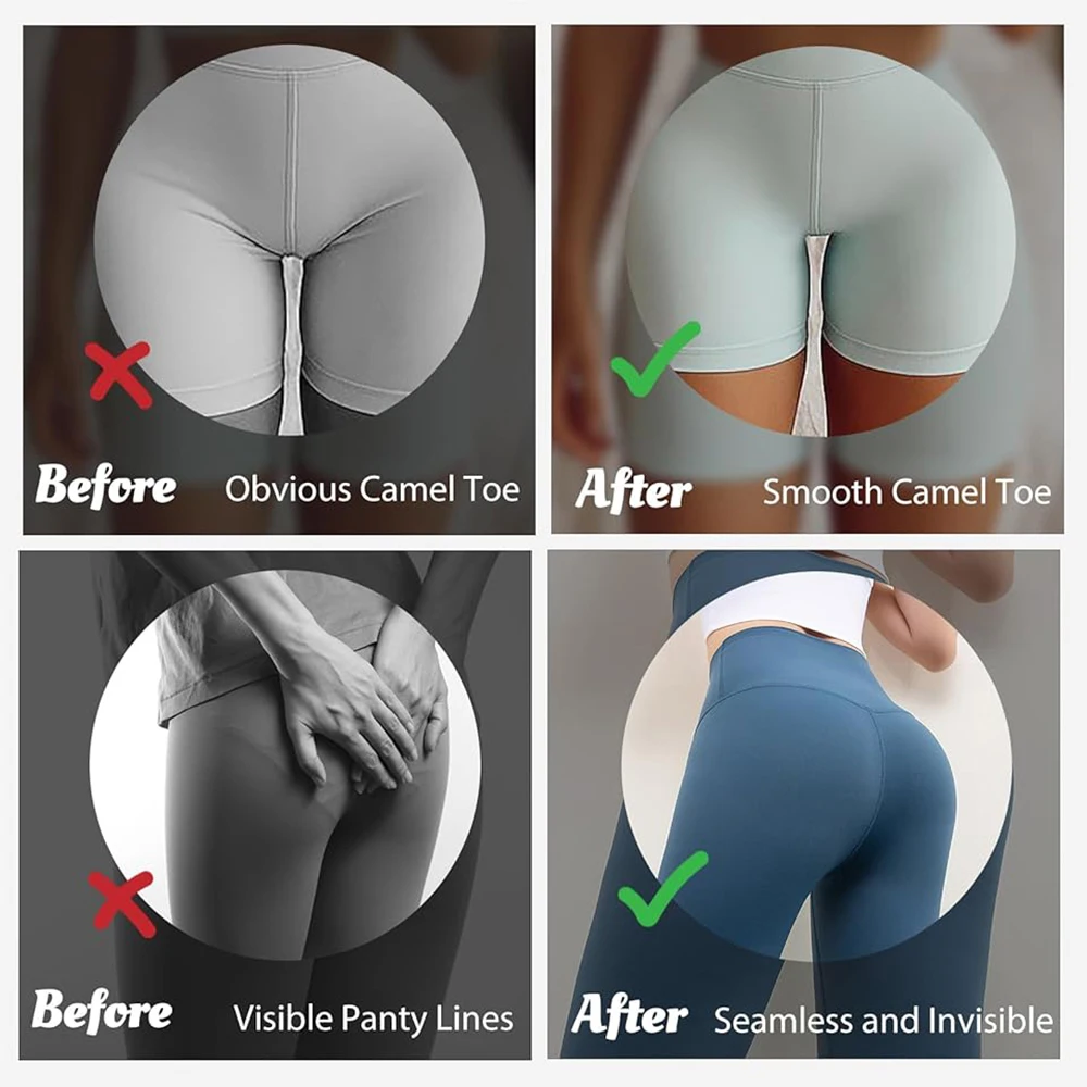 Фото Комплект из 2 бесшовных трусиков-невидимок от эффекта camel toe для йоги и леггинсов №4