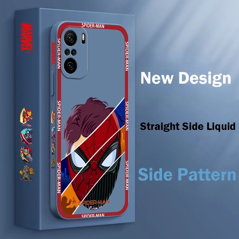 

Marvel SpiderMan Hulk hero Cover For Xiaomi Redmi Note 12 12Pro 11 11S 11T 10S 10 Pro Plus 5G Liquid Left Rope Phone Case
