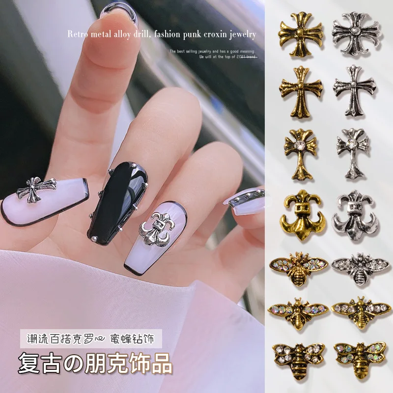 

20pcs/Nail Accessories Metal Rivet Japanese Honeybee Alloy Retro Gold and Silver Set Nail Accessories Nail Art Decorations