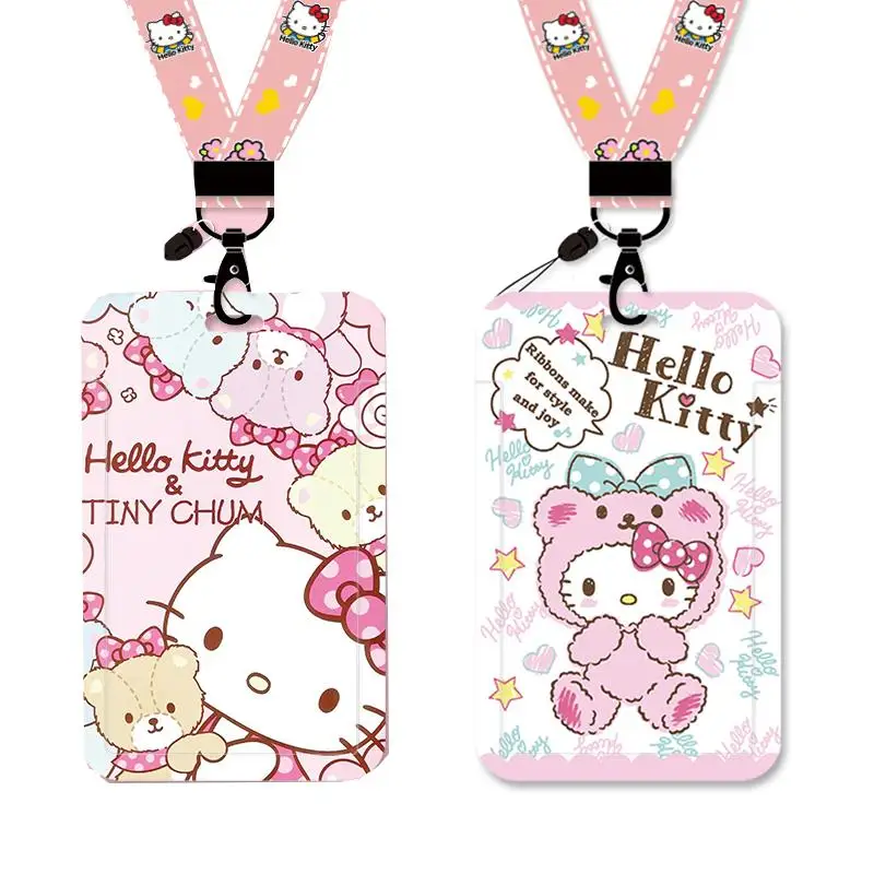

11Cm Anime Kawaii Cute Kitty Cat Kindergarten Pick-Up Card Card Set Campus Student Meal Card Hanging Neck Rope Girl Student Gift