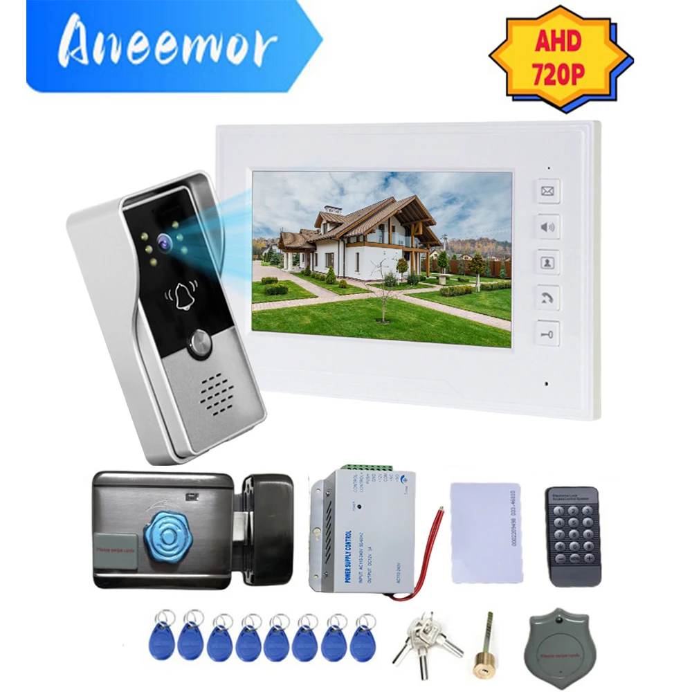 Video Intercom with Electronic Lock and Key 720P Doorbell Home Security Entry Access Control System Video Door Phone for Villa