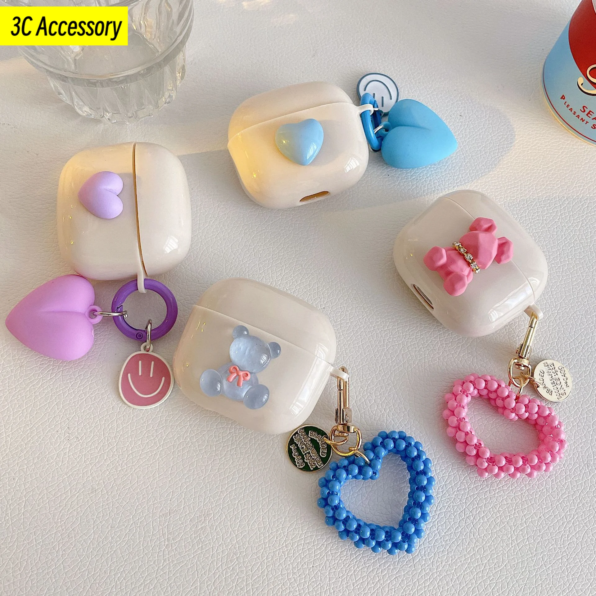 

3D heart case and cute bear Cute Cartoon Earbuds Protective Cover Box For Lenovo Thinkplus LP40 Pro/ LP40S/LP40 Pro Case Cover