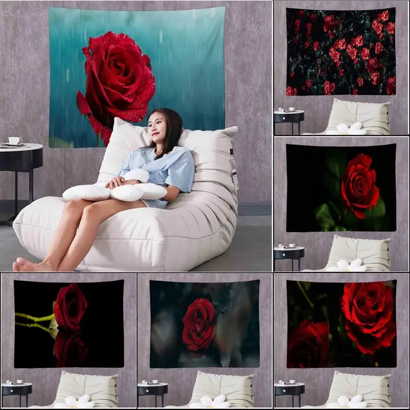 

Flower Rose Pattern Tapestry Art Printing Cheap Hippie Wall Hanging Bohemian Wall Tapestries