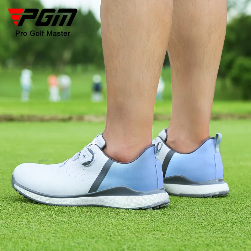 New Men's Golf Sneakers Golf Men's Shoes Button Shoe Laces Anti-Slip Waterproof Breathable Popcorn Soft Sole Outdoor Sports Shoe