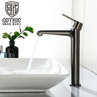 nordic style brushed gold solid brass washbasin faucets hot and cold water mixer gun gray plus high basin faucet sink taps