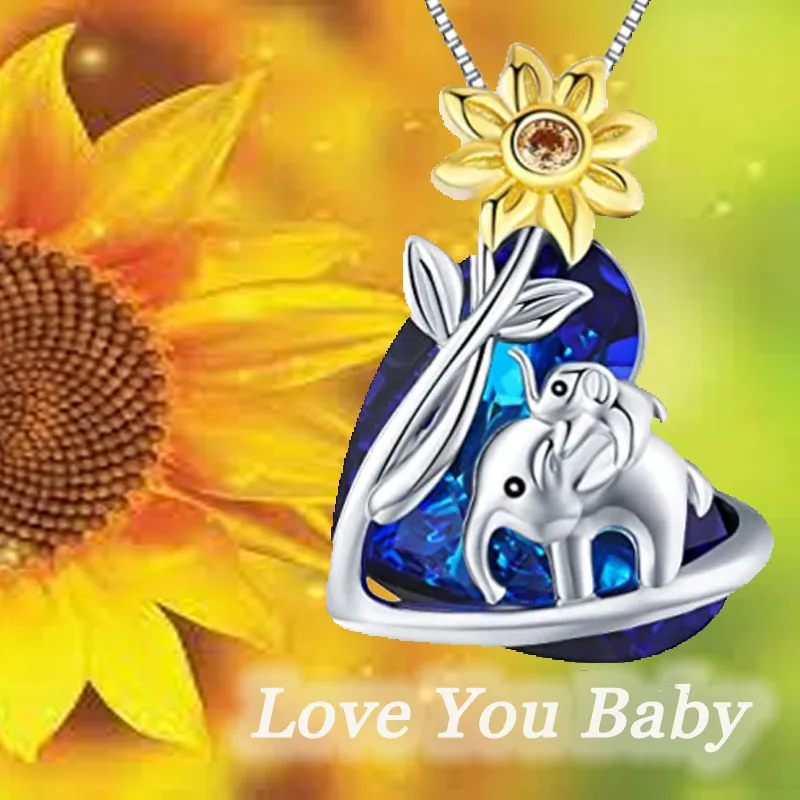 

Classic Sunflower Elephant Heart Pendant Necklace, Parent-Child Accessories, Birthday Gifts, Best Friends Gifts
