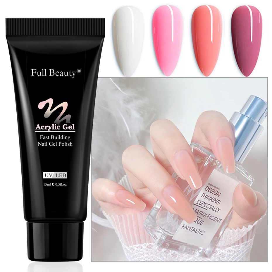 

15ml Acrylic UV Gel Polish Nail Extension Building Crystal Clear Pink White Prolong Soak Off Varnish Nail Accessories JI1790
