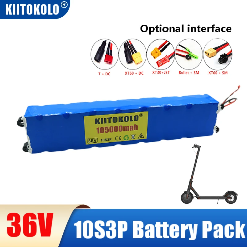 

10S3P 36V 105000mah Battery Ebike Battery Pack 18650 Li-ion Batteries 500W for High Power Electric Scooter Motorcycle Scooter