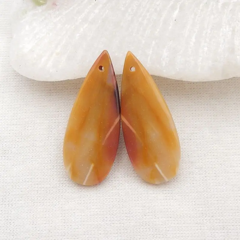 

Natural Stone Mookite Jasper Water Droplet Earring Bead 30x12x5mm 5g Semiprecious Fashion Jewelry Women Earrings Accessories