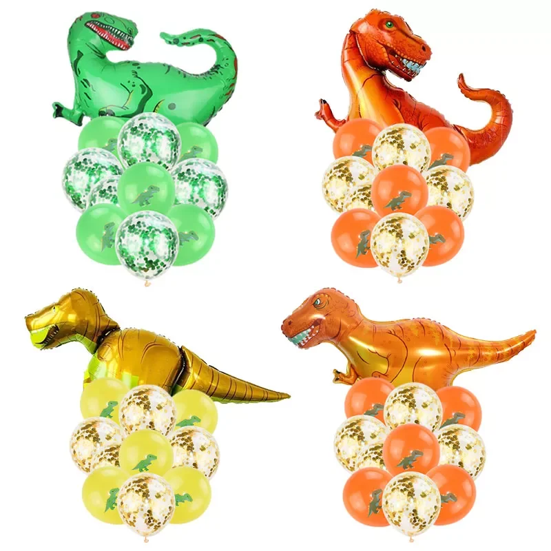 

NEW2022 Dinosaur Birthday Party Dinosaur Foil Balloon Confetti Latex Ballons Dino Air Baloon Globos Kids Animal Jungle Party Dec