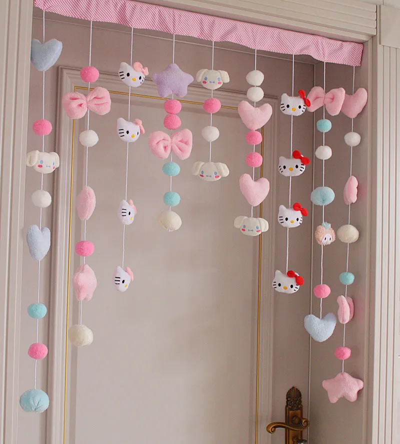 

Kawaii Sanrio Hello Kitty Door Curtain Pendant Melody Kuromi Plush Toy Doll Velcro Bedroom Living Room Pendant Decor Christmas