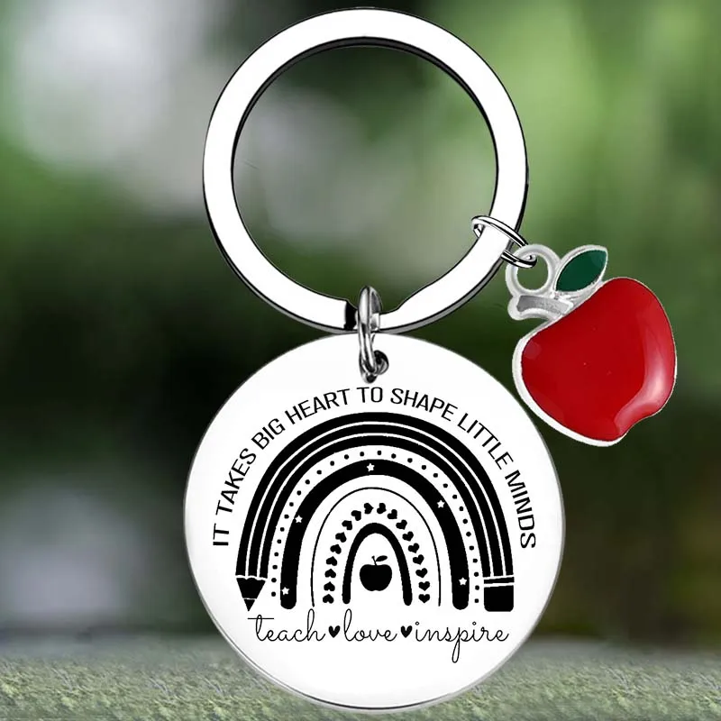 

Cute Teacher Appreciation Gifts Keychain It takes Big Heart to Shape Little Mind Key Chain Pendant Jewelry Best Teacher Gifts