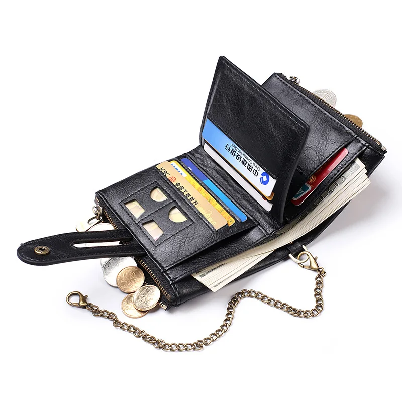 

Leather Rfid Wallet Men Crazy Horse Wallets Coin Purse Short Male Money Bag Quality Designer Mini Walet Small