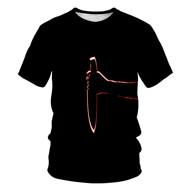 

Футболка мужская с круглым вырезом, повседневная тенниска из полиэстера в стиле Харадзюку, с индивидуальным принтом кинжала, цвет черный, в стиле панк