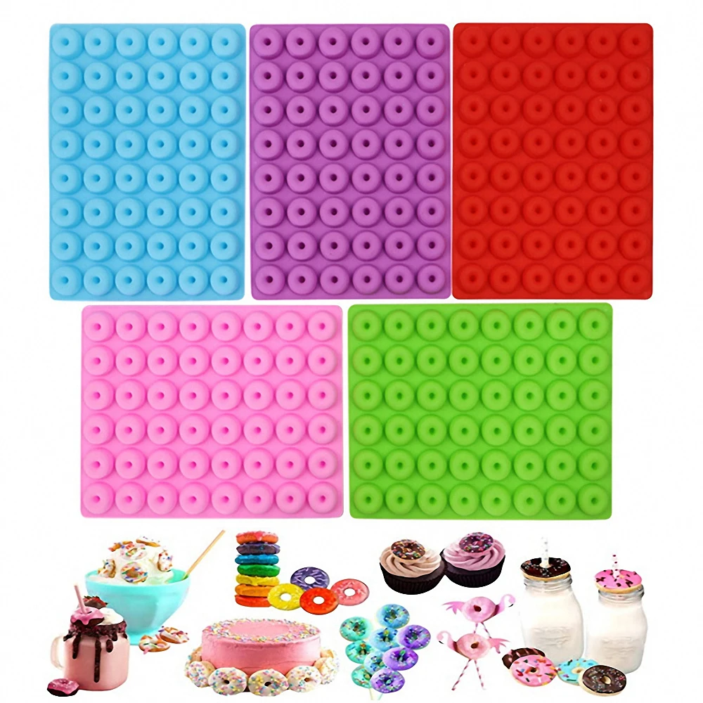 

48 Cavity Mini Donut Silicone Cake Molds Non-stick Heat-resistant Bagel Pan Pastry Chocolate Mould Doughnut Maker Bakeware