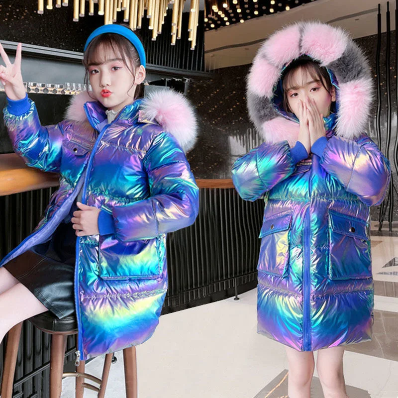 

Cotton-padded Jacket for Girls 2022 New Winter Middle Children's Thickened Long Down Cotton Clothes Winter Jacket Girls 120-160