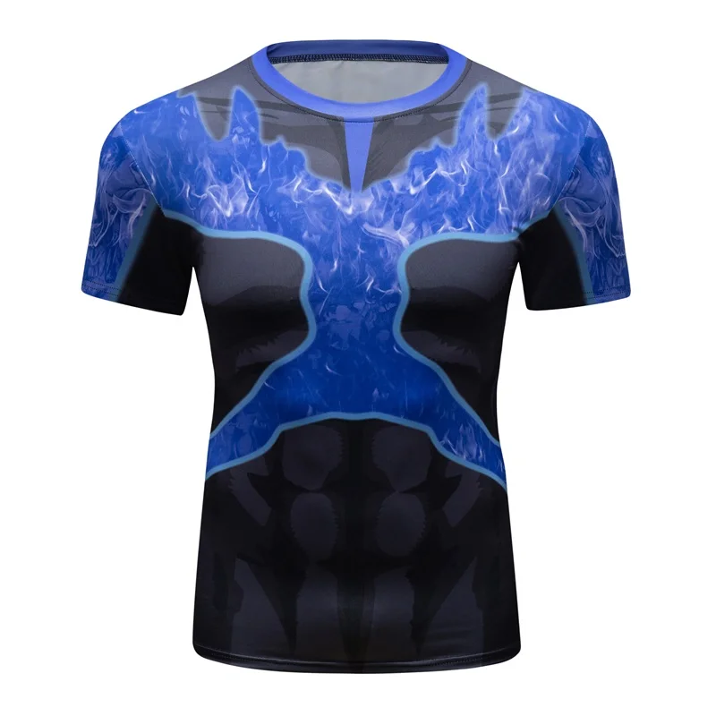 Brand Men T Shirt Gym Fitness Jogging Sports Compression Quick Dry Fit Tight Rashguard Top Running Train Exercise Short Sleeve