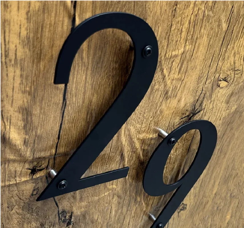 Номера из нержавеющей стали 0–9 букв A–Z Плавающие черные таблички с номером дома