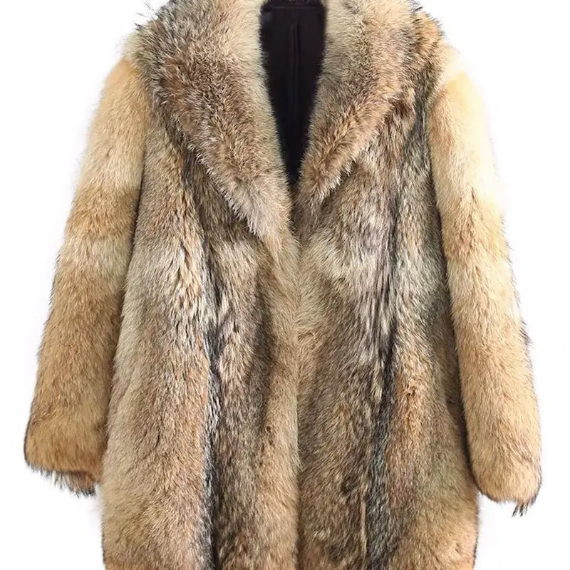 2021 High-end Direct Sales Men's Medium and Long Wolf Fur Coat Fur Coat Mink Fur Coat Men images - 6