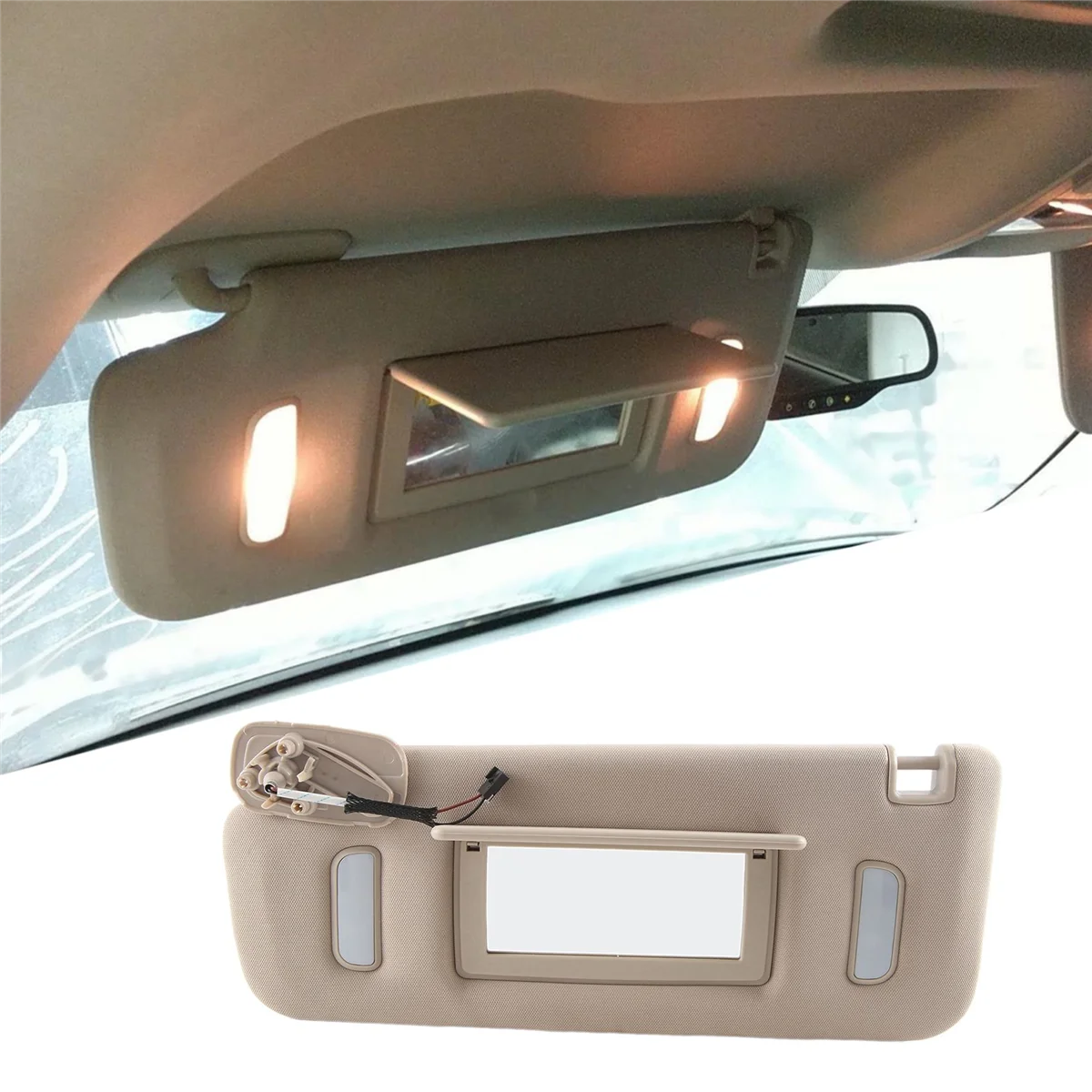 Правый автомобильный солнцезащитный козырек для Cadillac Chevy Gmc 2007-2014 кремово-белый