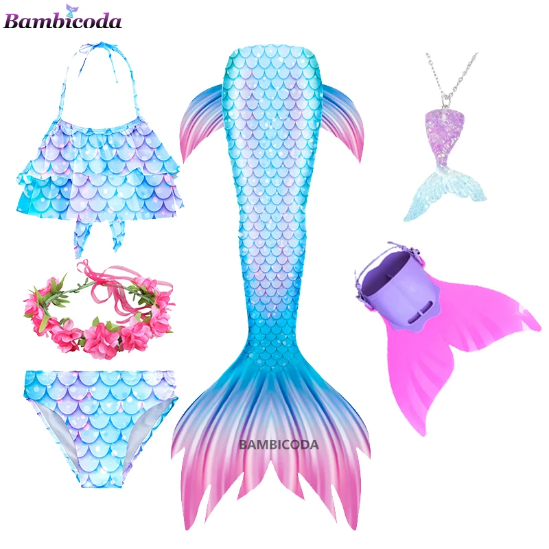 

Little Mermaid Tail Bikini Mermaid Costume Cosplay Dress Halloween Fantasy Mermaid Princess Party Swimsuit Monofin Birthday Gift