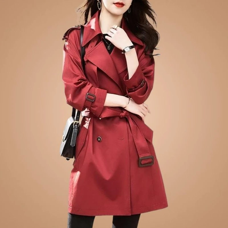 Женский двубортный Тренч Повседневная ветровка в британском стиле верхняя