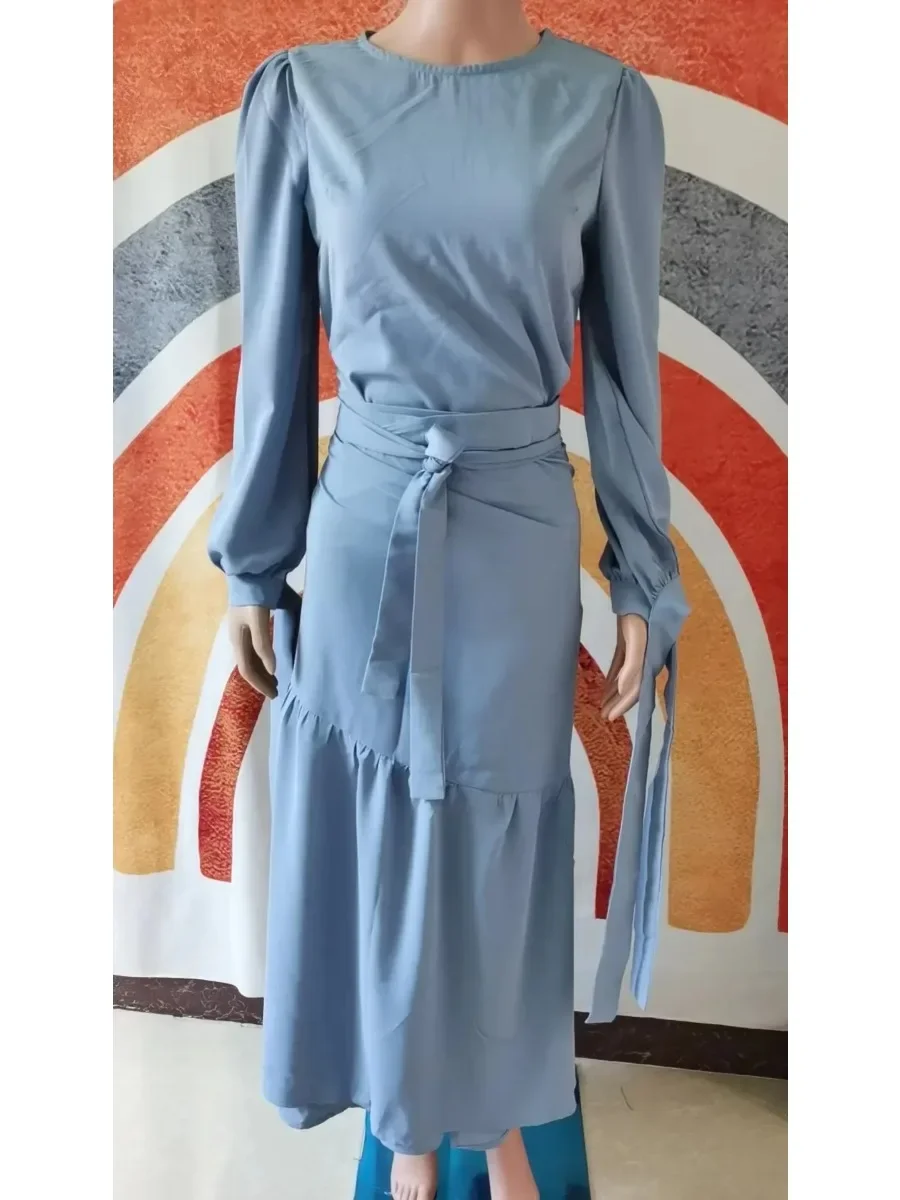 Женские мусульманские комплекты для Ид ансамбль из двух предметов блузка и юбка