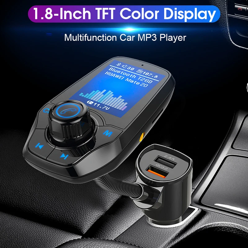 Автомобильное зарядное устройство с 2-мя USB-портами и ЖК-экраном 1 8 дюйма |