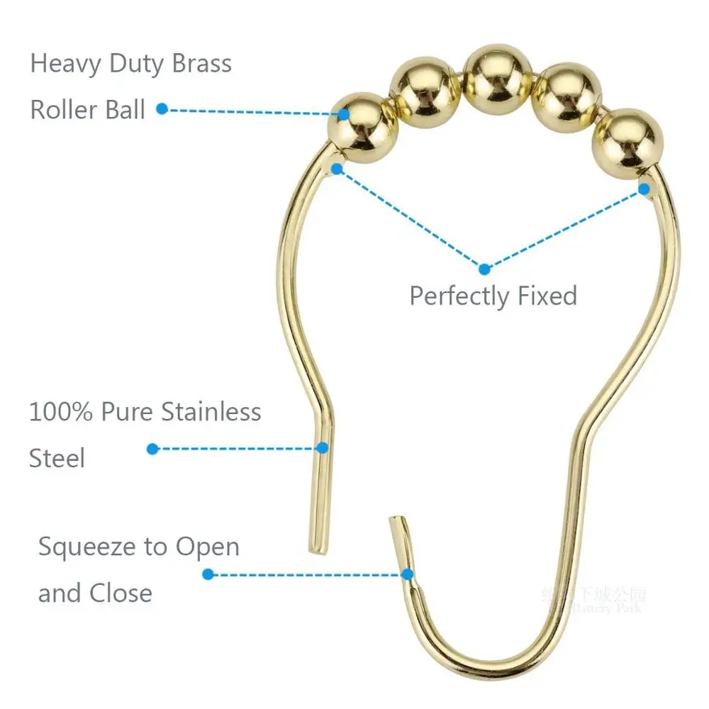 12pcs/lot Shower Curtain Hooks Rings Gold Rust-Resistant Light bulb shape | Decorative Accessories